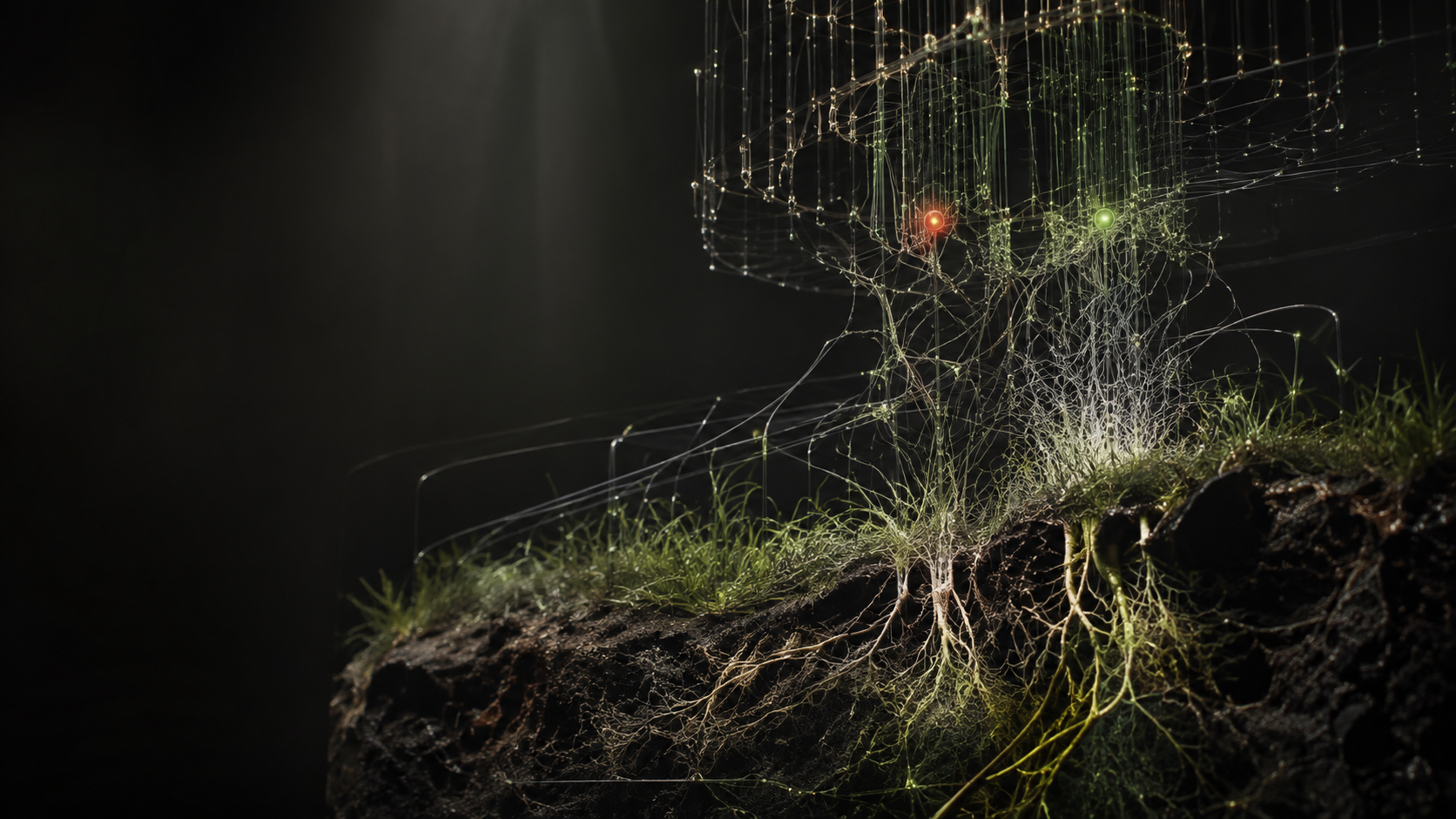 Living roots transforming into a precise network of intelligent light